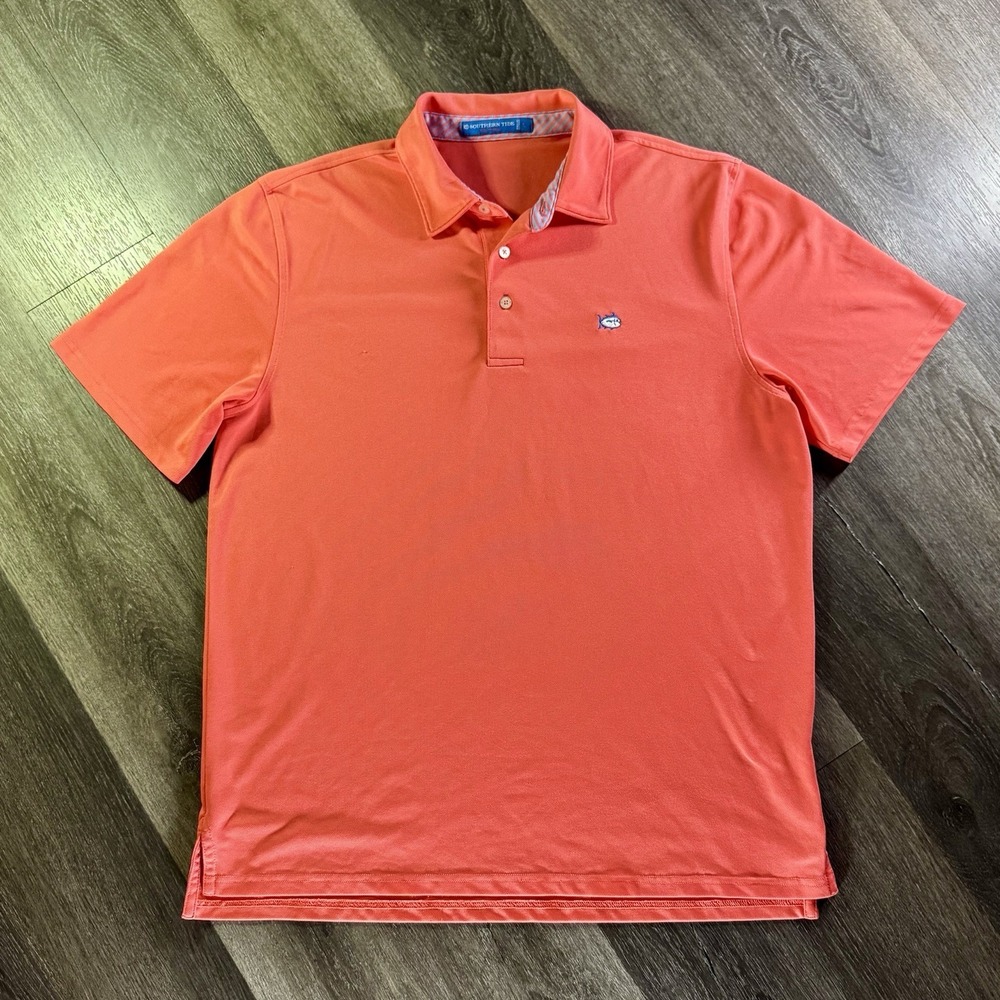 Southern Tide Polo Shirt Mens Large Pink Stretch Performance Tide to Trail Golf